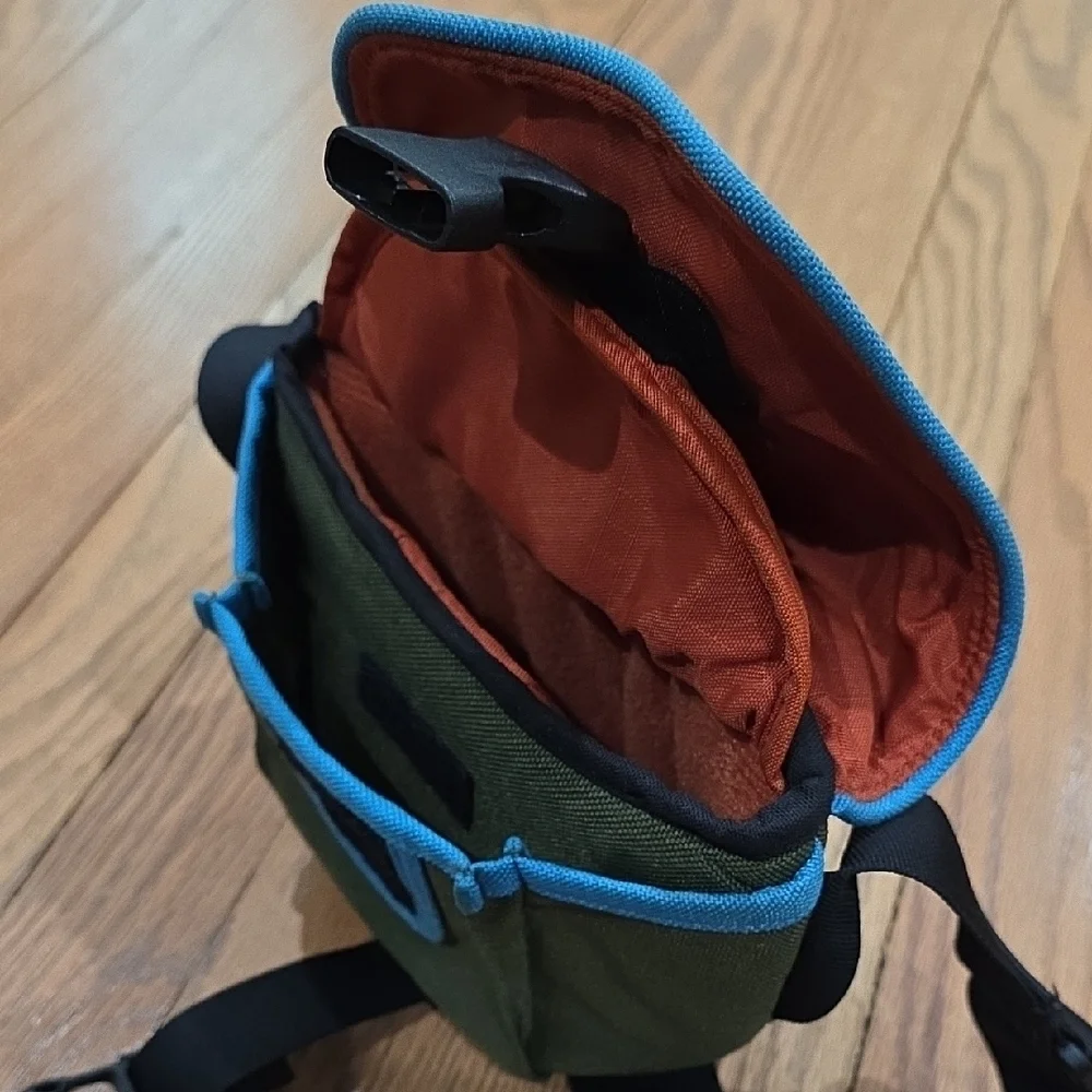 Crumpler Olive Green Compact Shoulder Bag with Blue Trim